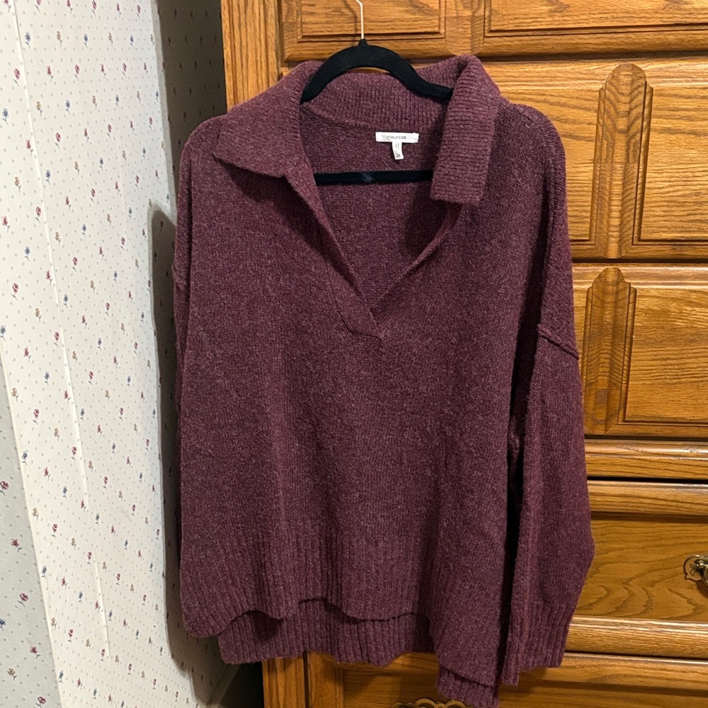 Maurices Deep Burgundy V-Neck Sweater